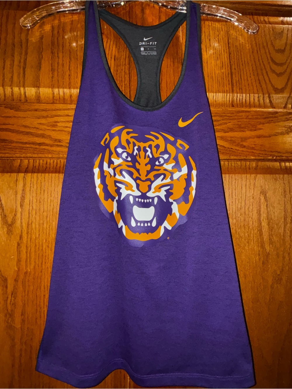 Nike Purple Racerback Tank with Orange and White Tiger Graphic